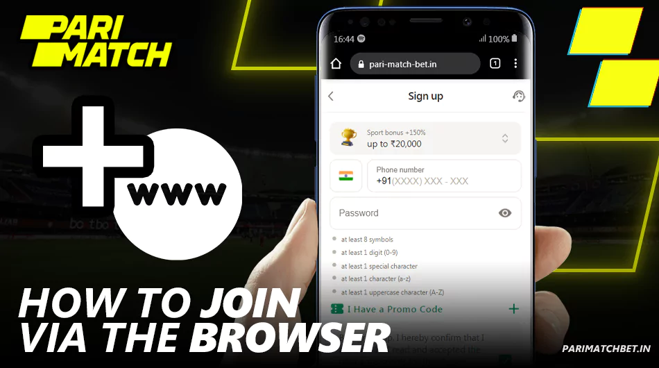 Instructions on how to join Parimatch using the mobile version of the site