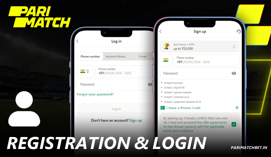 Registration and Login in Parimatch mobile app